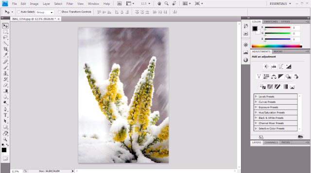 Tampilan Adobe Photoshop CS4 untuk mengedit foto