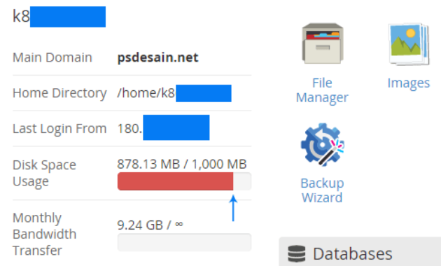 Disc Space Usage yang besar pada hosting