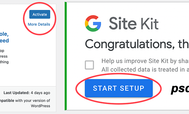 aktifkan plugin Site Kit by Google